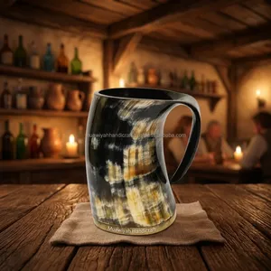 Mug en corne de bœuf de luxe, authentique, fabriqué à la main, mug viking en corne de bœuf, mug à boire – Mug en corne naturelle de qualité alimentaire, mug à bière au meilleur prix - Product Image 4