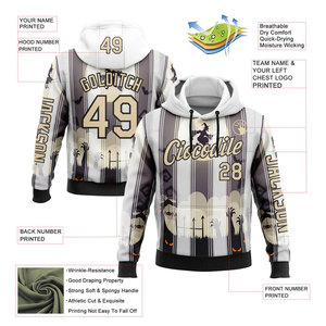 Sweat-shirt à capuche personnalisé avec logo pour homme, motif fantôme d'Halloween, impression par sublimation, coupe décontractée, vêtement d'automne - Product Image 2