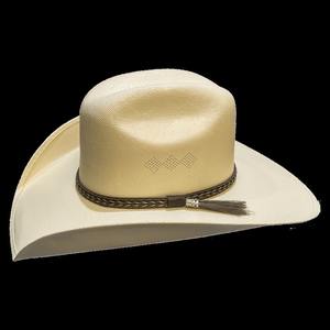 Sombrero Vaquero Occidental de Paja Color Marfil Desert Crown con Banda Trenzada y Detalle de Borlas, Sombrero de Vaquero de Ala Ancha de Lujo para Hombre y Mujer - Product Image 5