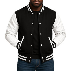 Chaqueta de Béisbol Varsity para Adultos y Jóvenes, Cuello Alto Grueso, Logotipo Bordado en Dorado y Carmesí, Unisex, Personalizada, con Capucha - Product Image 4
