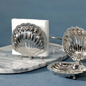 Metal <b>Napkin</b> Holder Gold Seashell Design Decorative Tissue <b>Dispenser</b> Luxury Tabletop <b>Napkin</b> Stand Elegant Dining Table Organizer - Product Image 5