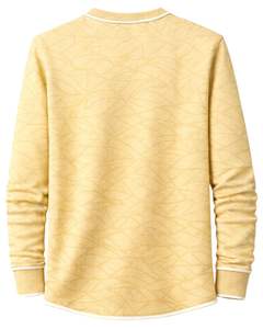 Sudadera Henley para Hombre, Color Amarillo Mostaza, Estampado Geométrico, Manga Larga, Felpa Francesa, Corte Regular, Informal, para Invierno - Product Image 2