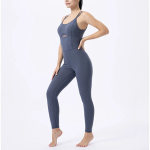 Combinaison de yoga sans couture pour femme, couleur unie, bretelles fines, haute qualité, prix de gros RTS AS-YJ-504 - Product Image 3