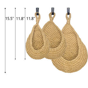 Étagère murale florale Art Déco en jute naturelle, faite à la main par un designer, écologique et lavable, pour usage domestique et commercial - Product Image 5