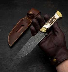 มีดอเนกประสงค์เหล็กดามัสกัส SHARP POINT TRADES ใบมีดปลายแหลม ด้ามไม้ ปลอกหนังวัว ความยาวรวม 6.7 นิ้ว เกรด DIY - Product Image 6