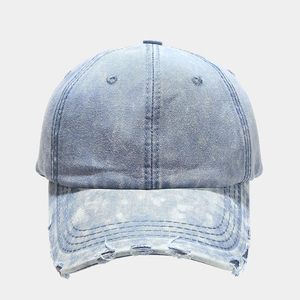 CUSTOM BRAND Washed Cotton Denim Baseball <b>Cap</b> 6-Panel Adjustable Unisex Casual Hat with Rivet Spring Summer Style - Product Image 1