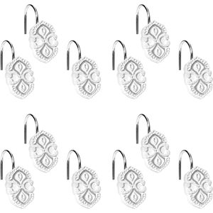 Monaco 12pc Classic Luxury Contemporary Design Bathroom Shower <b>Curtain</b> Set with 12 <b>Hooks</b> - Product Image 2