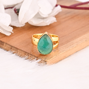 Vintage Apatite Hydro Brass <b>Ring</b> Handmade <b>Adjustable</b> Gemstone Jewelry for Women - Product Image 2