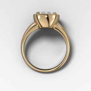 Bagues de fiançailles en diamant en gros, taille coussin, diamant de laboratoire 3 carats, or 14K 18K, sertissage clos, solitaire, profil bas, alliances élégantes - Product Image 3