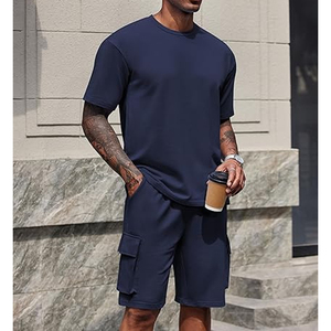 Men 2 Piece Outfit Manufacturer 220 GSM Cotton T Shirt Cargo Shorts Oversized Summer OEM ODM Bulk Wholesale - Product Image 3
