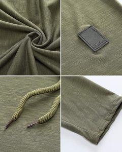เสื้อสเวตเชิ้ตมีฮู้ดสีเขียวมะกอกสำหรับผู้ชาย ทรงเข้ารูป แขนยาว ผ้าถัก สีพื้น สวมใส่สบายๆ ในฤดูใบไม้ร่วง มีกระเป๋า - Product Image 4