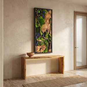 Tapiz de madera esmeralda, arte de pared, panel de naturaleza con contorno de musgo y bosque invernal, escultura de pared con efecto mirasur de madera y musgo, Bosque - Product Image 3