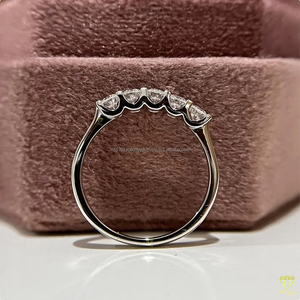 Round Cut Moissanite Five Stone Vintage Style IGI Certified Wedding Band <b>Ring</b> in 925 Sterling Silver Anniversary <b>Ring</b> for Women - Product Image 6