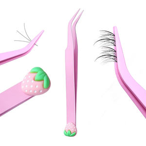 Meilleur produit : Pinces à cils roses fraise mignonnes en acier inoxydable, haute précision, pour extensions de cils volume - Product Image 1