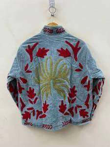 Handmade Floral Quilted <b>Velvet</b> <b>Jacket</b> <b>Women</b> Suzani Embroidered Winter Coat Boho Vintage Ethnic Outerwear At Factory Price - Product Image 2