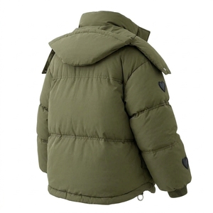 Veste d'extérieur décontractée pour femme, hiver, à capuche, 100 % polyester, imperméable, respirante, avec patch cœur, col montant, fermeture éclair, chaude, style streetwear - Product Image 2