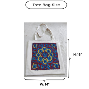 Sac fourre-tout en coton brodé Aari du Cachemire, luxueux, écologique, portable, réutilisable, fait main, pour femmes, enfants, bureau, collège, école - Product Image 6