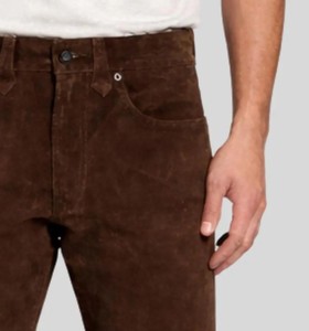 Pantalones de pana marrón para hombre, corte recto, peso medio, casuales, con frente liso y cierre de botón, para otoño, proveedor mayorista - Product Image 2