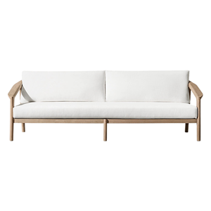 Premium Two Seat Outdoor <b>Sofa</b> Solid Teak <b>Wood</b> <b>Frame</b> Rattan Wicker Backrest Eco-Friendly Modern Minimalist Hotel Patio Lounge - Product Image 5