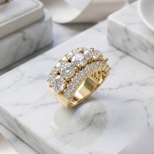 2.70CTW Round Cut Pave Prong Set Multi-Row <b>Statement</b> <b>Ring</b> - Product Image 3