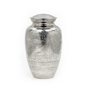 Unique Look Platinum White Enamel <b>Memorial</b> Metal Adults Human Funeral Ashes Cremation Urns American European Style - Product Image 4