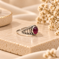 Cincin Batu Perak Murni S925 Mode Baru untuk Wanita Cincin Garnet Murni Cincin Perak 925 Perhiasan Berkualitas Unggul