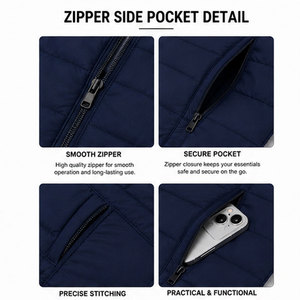 Gilet matelassé d'hiver pour homme personnalisé, veste sans manches de haute qualité avec protection coupe-vent, poches zippées sécurisées pour la randonnée - Product Image 3