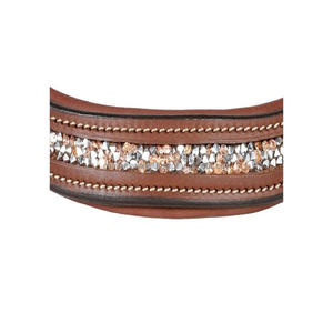 Banda para cejas de caballo de cuero genuino negro marrón o tostado con diminutos cristales multicolores diamantes de imitación cadena ostentosa banda para cejas - Product Image 3