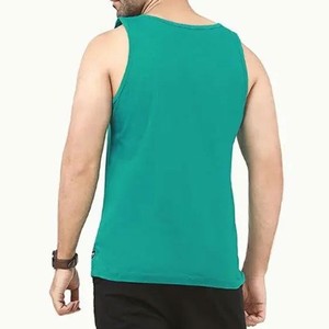 Débardeur sans manches pour homme, écologique, vert, col rond, tricoté, couleur unie, décontracté, avec logo sur le devant, pour l'entraînement - Product Image 2