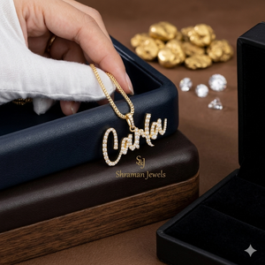 SHRAMAN DIAMOND Collar con Colgante de Letra Inicial Cursiva Personalizada, Estilo Hiphop, Oro Sólido de 14K, con Diamantes Cultivados en Laboratorio, Brillantes - Product Image 2