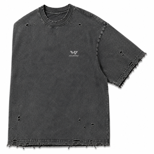 T-shirt en jean oversize pour homme, manches courtes, col rond, style streetwear décontracté, couleur unie, tissu en coton, longueur standard - Product Image 3