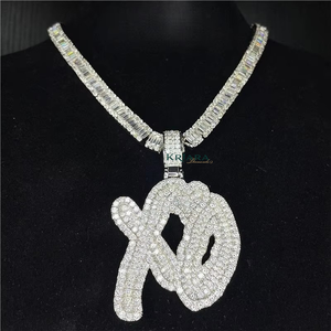 Pendentif Lettre en Diamant de Laboratoire Plaqué Or Style Hip-Hop pour Homme, Bijou Thème Rond à Taille Brillante pour Usage Quotidien - Product Image 2
