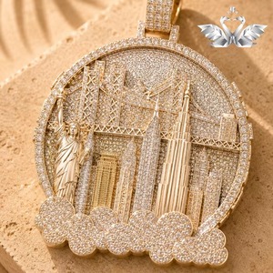 Pendentif Hip Hop Unisexe en Argent 925 Sertissage Griffe avec Moissanite Taille Brillant et Perle d'Eau Douce Qualité Supérieure Clarté VVS - Product Image 1