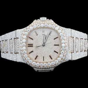 นาฬิกาควอตซ์แฟชั่นฮิปฮอปผู้ชายแบบกำหนดเองได้  ตัวเรือนทรงเหลี่ยมขายดีที่สุด  พร้อมคุณสมบัติวันที่อัตโนมัติ  เพชรโมอิสซาไนต์  สองสี - Product Image 6