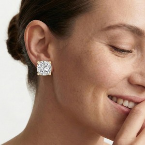 Pendientes de Oro Sólido de 10K de Alta Calidad, con Diamantes Cultivados en Laboratorio, Corte Cojín, Certificados por IGI, para Mujer, Ideales para Bodas, Aniversarios y Fiestas - Product Image 5