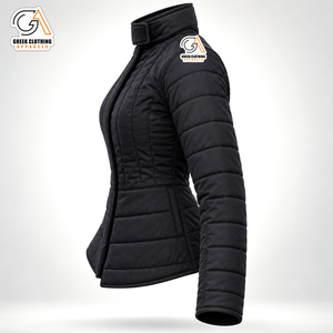 Veste matelassée noire pour femme HEMA, col montant, manches longues, fermeture éclair, vêtement d'hiver, en coton biologique, polaire, imperméable - Product Image 3