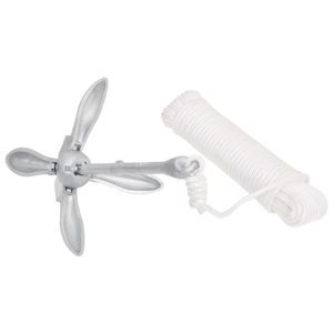 Ancre pliante en fer malléable argenté de 3.3 lb avec des ancres de bateau de corde Produit - Product Image 3