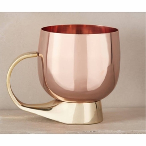 Bulk Handcrafted Moscow Mule Copper Mug Smooth Barrel Shape <b>Metal</b> Cocktail Cup Vintage Beer Mug Brass Handle Barware Copper Mug - Product Image 5
