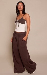 Pantalones deportivos anchos de mujer personalizados, color marrón, de poliéster y algodón, corte holgado, estilo oversize, venta al por mayor, OEM, para mujer - Product Image 5