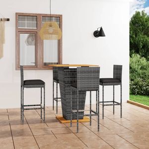 Ensemble de bar de jardin en polyrotin gris, résistant et de taille moyenne, collection de mobilier de jardin durable - Product Image 1