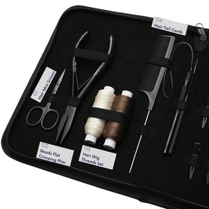 Professional Hair Extension Tool Kit for Salon Use with Beads Crimping Tool, <b>Loop</b> <b>Hook</b> Tool, Curved Needles <b>and</b> Wig Thread Set - Product Image 3