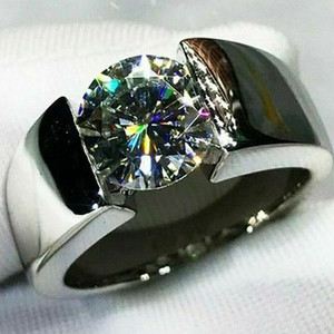 แหวนหมั้นผู้ชายเพชรโมอิสซาไนต์ทรง Tishya Diamond 4.00 กะรัต ตัวเรือนเงินแท้ชุบโรเดียม 14K ประดับเพชรแบบหนามเตย ดีไซน์โรแมนติก - Product Image 1