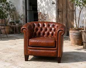Sillón Chesterfield de Cuero Genuino de Lujo, Sillón Club con Botones, Sillón Moderno con Brazos Decorativos, Muebles para Sala de Estar, Vestíbulo de Hotel - Product Image 6