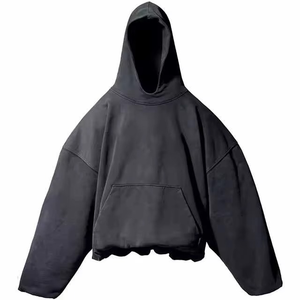 Sweat à capuche personnalisé à épaules tombantes sans cordon, 420 GSM, en coton, surdimensionné, double couche, lourd, pour hommes - Product Image 4