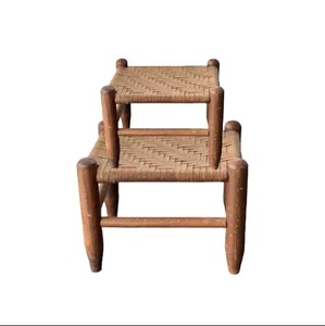 Rustic Bamboo <b>Stool</b> with Rattan Seat Handmade Minimalist Design Durable & Portable Home Ottoman Furniture Bony Inlay Console - Product Image 6