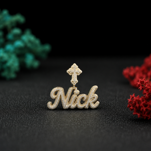 จี้สร้อยคอรูปตัวอักษร Nick ชุบทอง ประดับคริสตัลและเพชรเทียม สไตล์ฮิปฮอป สำหรับผู้ชาย ของขวัญเครื่องประดับรูปกางเขนคริสเตียน - Product Image 3
