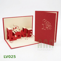 ANN HANDICRAFT LV025 Cartes de vœux personnalisées avec logo 3D écologiques pour la Saint-Valentin, l'anniversaire de l'amour - Papier imprimé numériquement