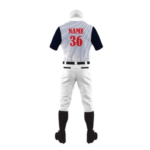 Professional Baseball Uniform Set with Custom Team Name 100% Polyester Fabric Sublimated Design and Embroidery OEM Supplier - Product Image 3