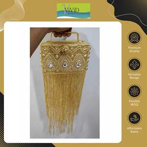 Vente Flash Exclusive : Pochette Femme de Luxe en Métal Perlé d'Origine Indienne, Style Élégant et Léger, Haute Qualité - Product Image 4