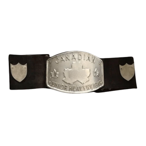 Ceinture de championnat canadien junior poids lourd en plaque d'argent avec motif feuille d'érable, sangle noire, ceinture de lutte de collection - Product Image 1